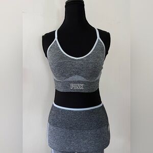 PINK Victoria Secret Seamless Sports Bra, Leggings & Long Sleeve 3 piece Set